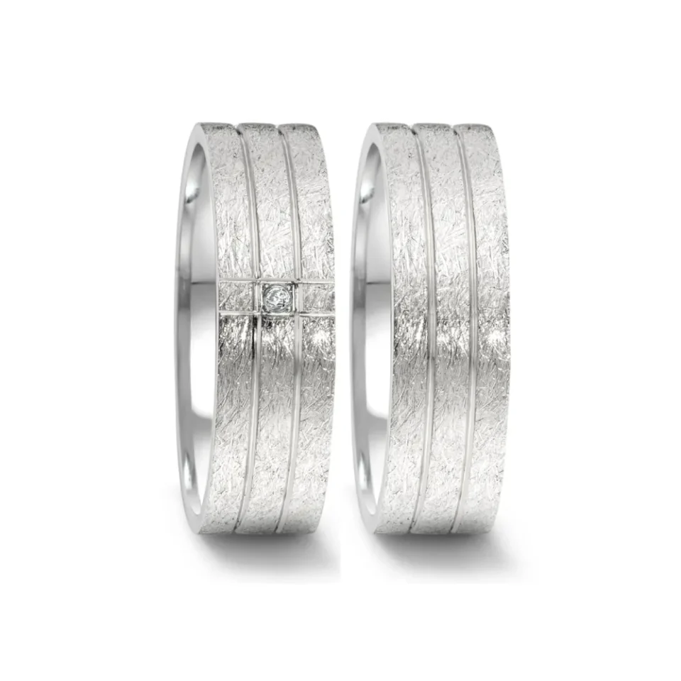 Alianzas de boda de acero con diamante