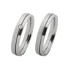 Alianzas de boda de acero con diamante