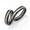 Alianzas de boda de zirconio y oro rosado con diamantes