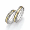 Alianzas de boda de titanio y oro amarillo con diamantes