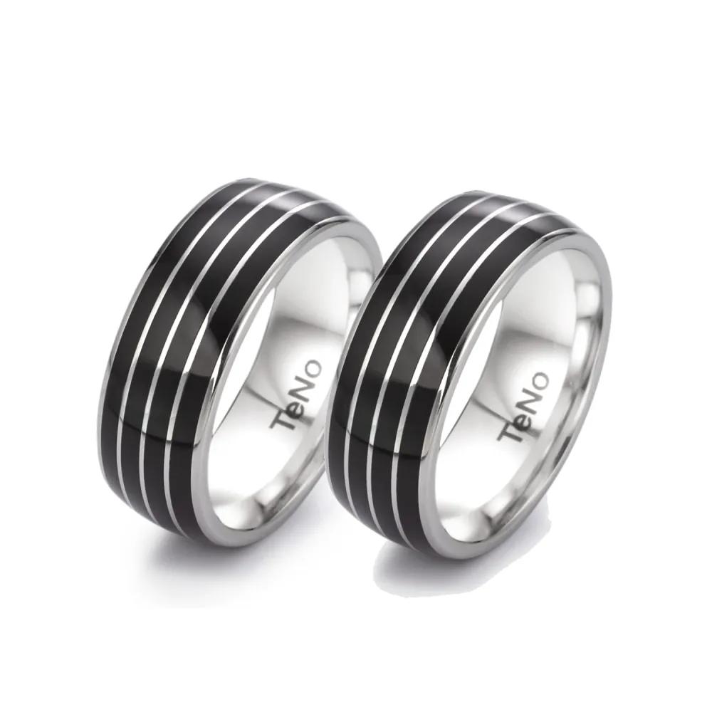 Alianzas de boda de acero y cerámica