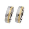 Alianzas de boda de acero y oro amarillo con diamante