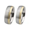 Alianzas de boda de acero y oro amarillo con diamante