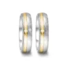 Alianzas de boda de acero y oro amarillo con diamante