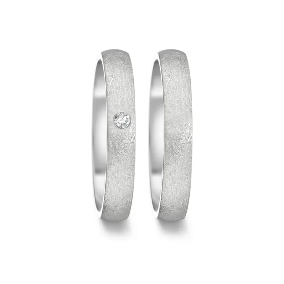 Alianzas de boda de acero con diamante