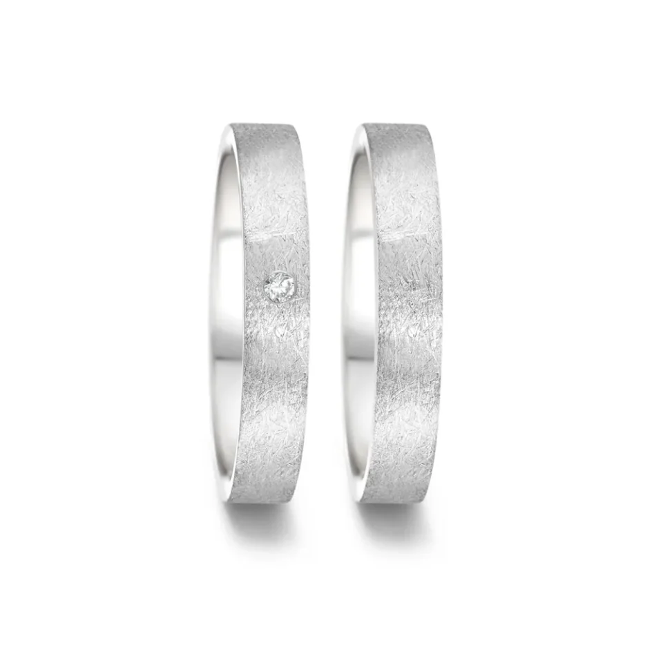 Alianzas de boda de acero con diamante