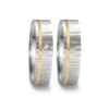 Alianzas de boda de acero y oro amarillo con diamante