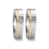 Alianzas de boda de acero y oro amarillo con diamantes