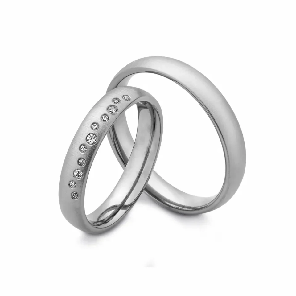 Alianzas de boda de tántalo con diamantes