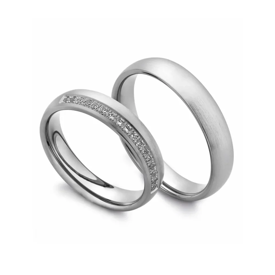 Alianzas de boda de tántalo con diamantes