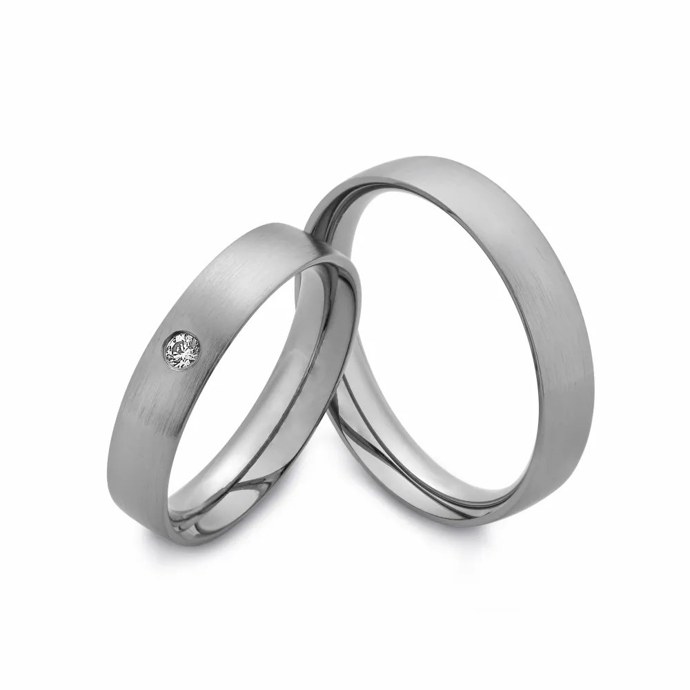 Alianzas de boda de tántalo con diamante