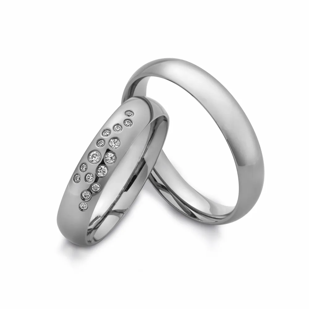 Alianzas de boda de tántalo con diamantes