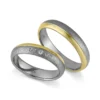 Alianzas de boda de tántalo y oro amarillo con diamantes