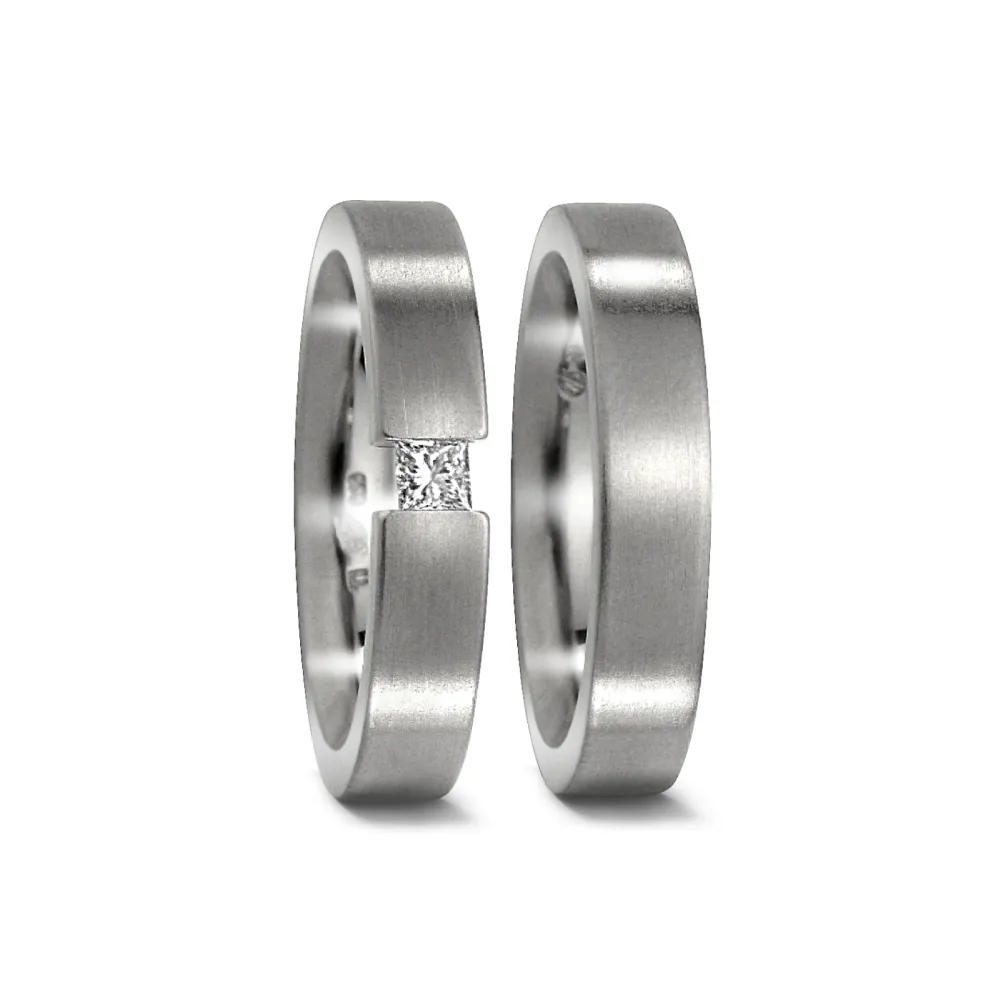 Alianzas de boda de titanio con diamante