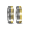 Alianzas de boda de titanio y oro amarillo con diamante