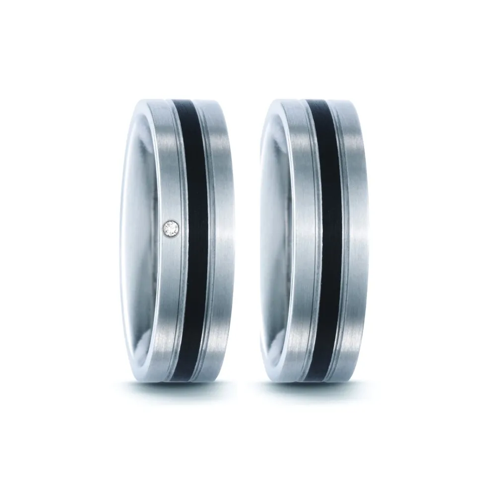 Alianzas de boda de titanio y cerámica con diamante