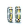 Alianzas de boda de acero y oro amarillo con diamantes