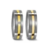 Alianzas de boda de titanio y oro amarillo con diamante