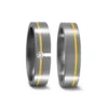 Alianzas de boda de titanio y oro amarillo con diamante