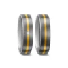 Alianzas de boda de titanio y oro amarillo con diamante