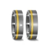 Alianzas de boda de titanio y oro amarillo con diamante