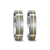 Alianzas de boda de titanio y oro amarillo con diamantes