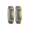 Alianzas de boda de titanio y oro amarillo con diamante