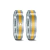 Alianzas de boda de acero y oro amarillo con diamante