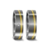 Alianzas de boda de titanio y oro amarillo con diamante