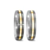 Alianzas de boda de titanio y oro amarillo con diamantes