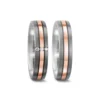Alianzas de boda de titanio y oro rosado con diamantes