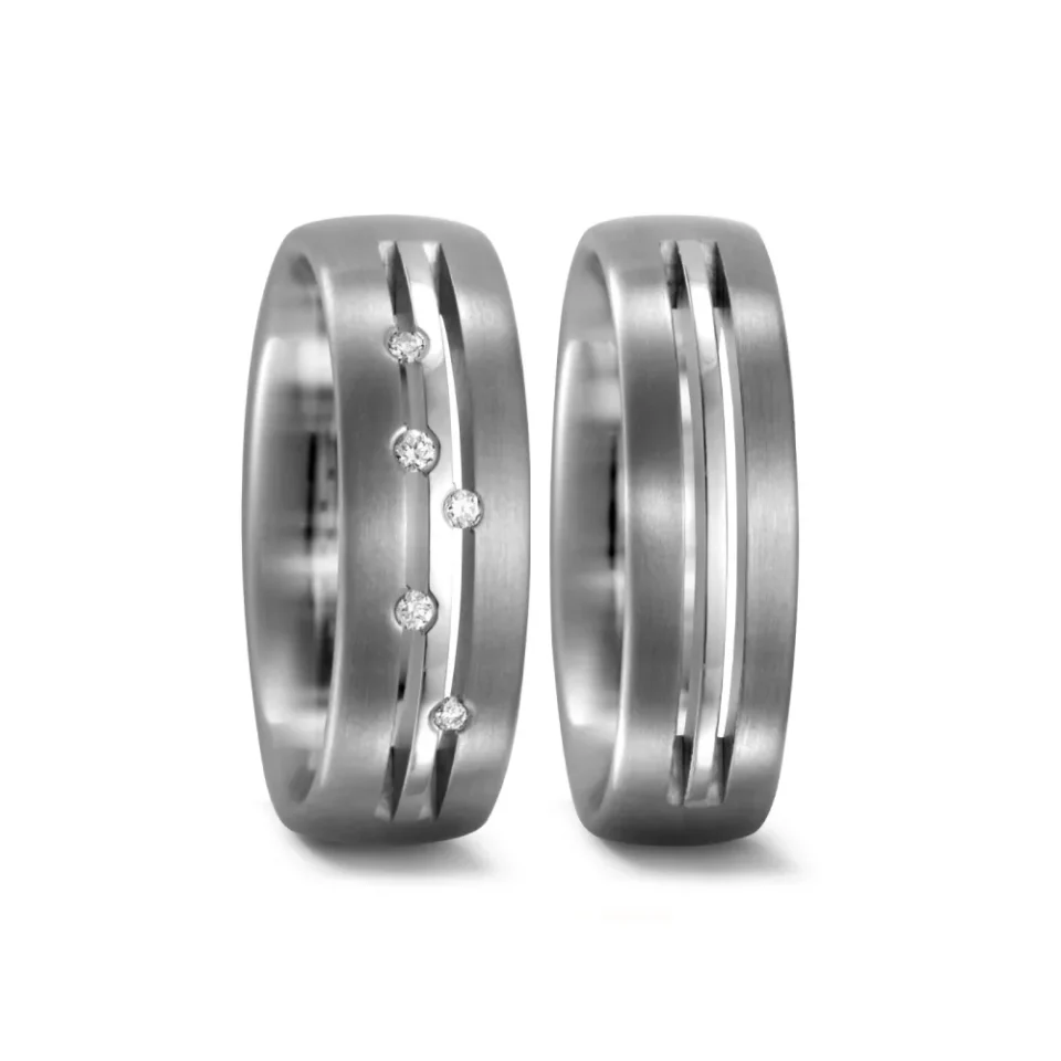 Alianzas de boda de titanio con diamantes
