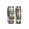 Alianzas de boda de titanio y oro amarillo con diamantes