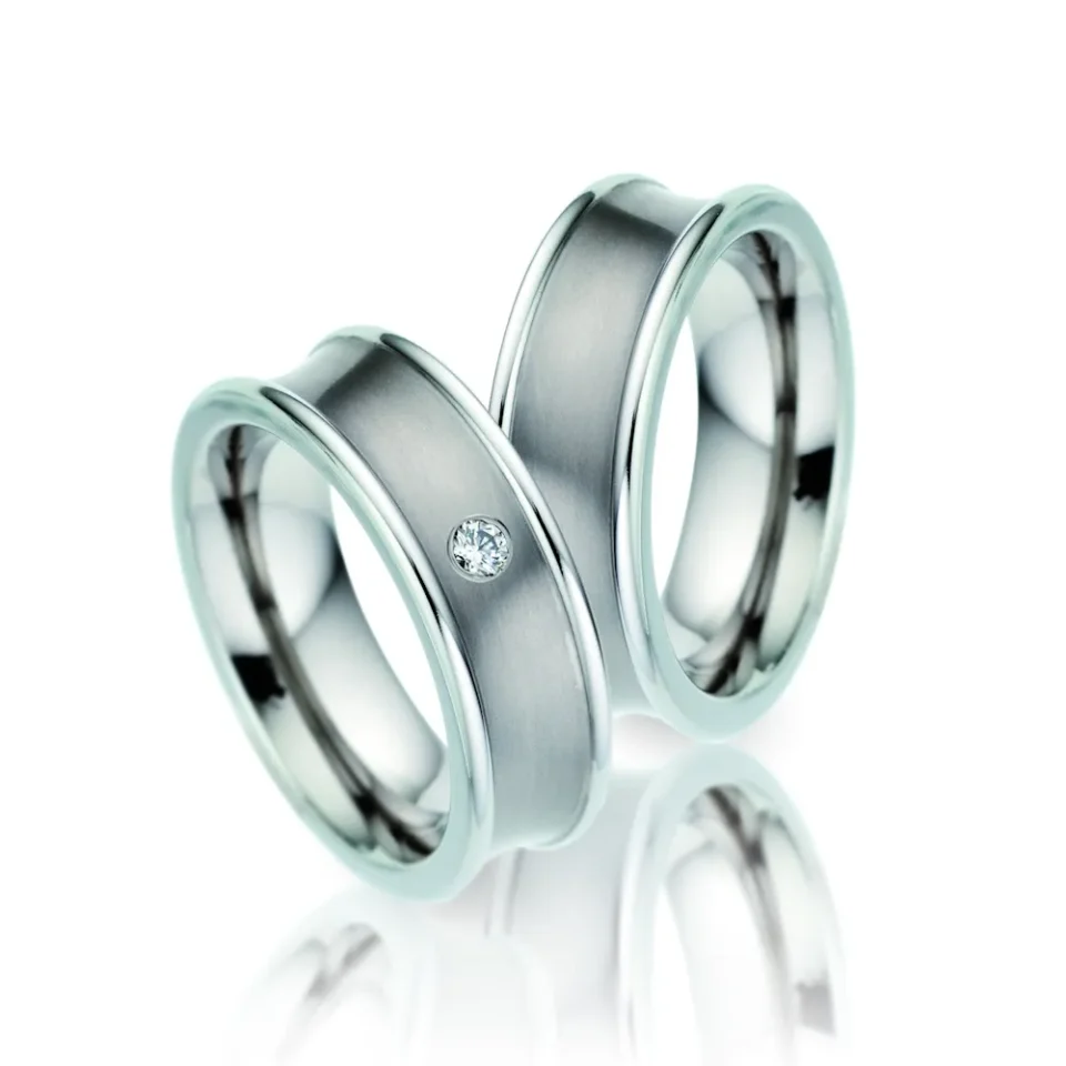 Alianzas de boda de titanio con diamante