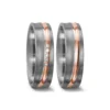 Alianzas de boda de titanio y oro rosado con diamantes