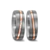 Alianzas de boda de titanio y oro rosado con diamantes