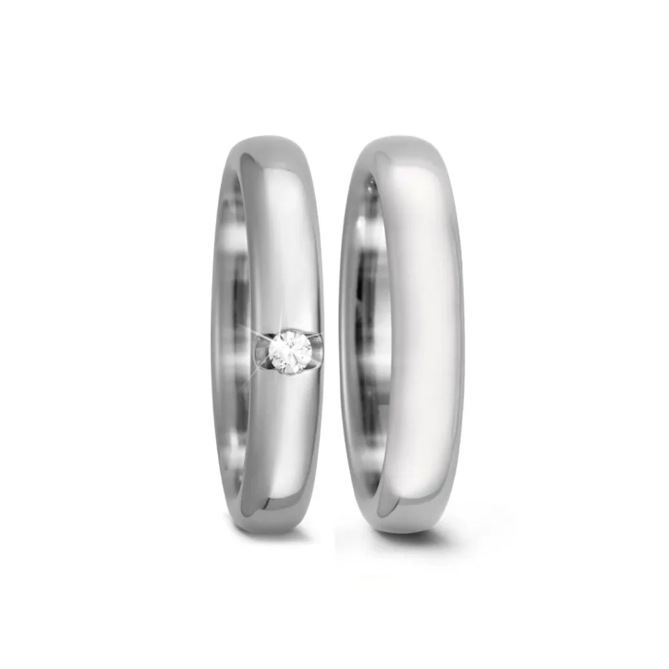 Alianzas de boda de titanio con diamante