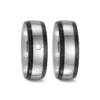 Alianzas de boda de titanio y carbono con diamante