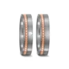 Alianzas de boda de titanio y oro rosado con diamante