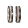 Alianzas de boda de titanio y carbono con diamante