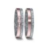 Alianzas de boda de carbono y oro rosado con diamantes