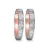 Alianzas de boda de carbono y oro rosado con diamantes