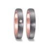 Alianzas de boda de tántalo y oro rosado con diamante