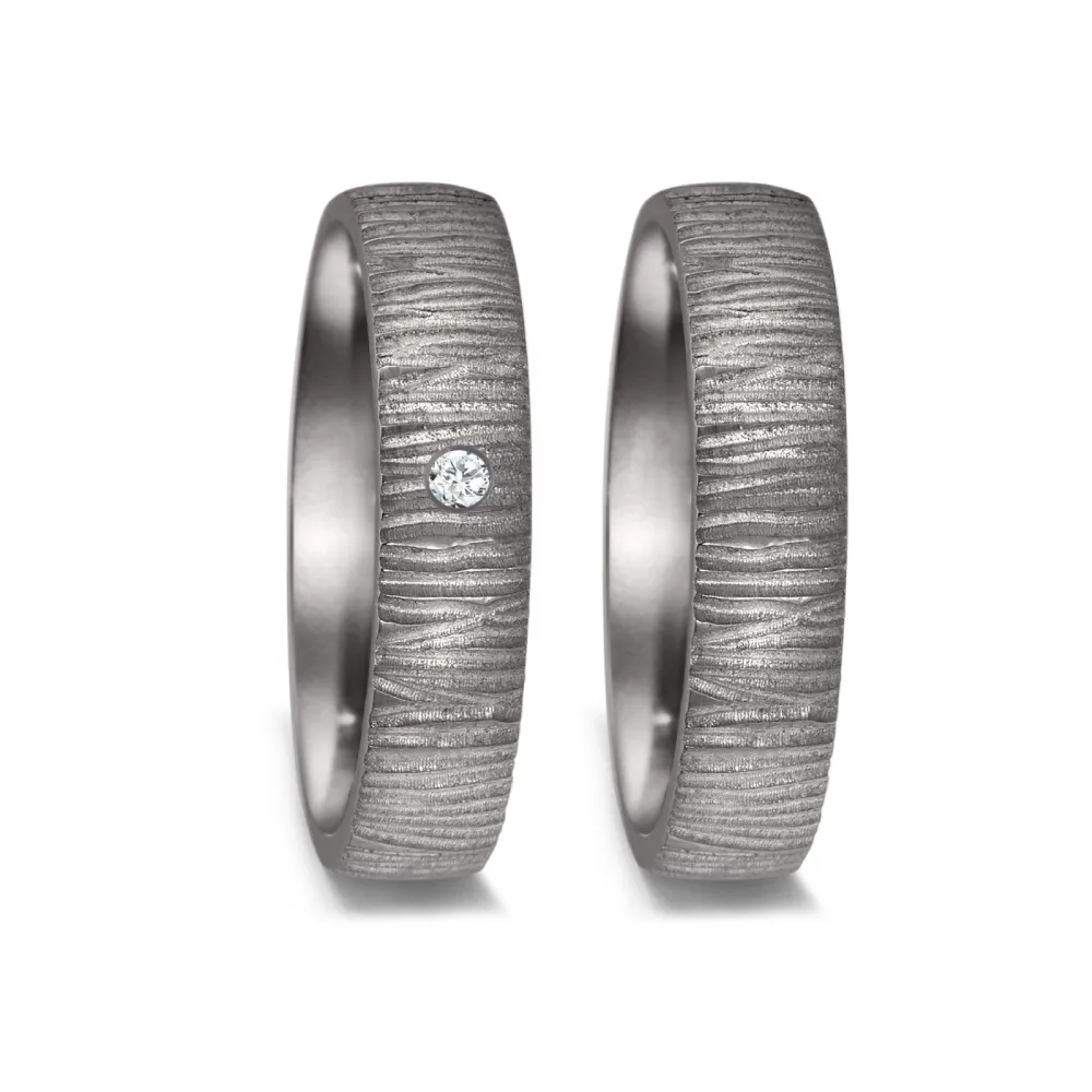 Alianzas de boda de tántalo con diamante