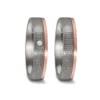 Alianzas de boda de tántalo y oro rosado con diamante