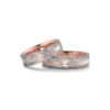 Alianzas de boda de carbono y oro rosado con diamantes