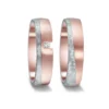 Alianzas de boda de carbono y oro rosado con diamante