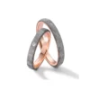 Alianzas de boda de carbono y oro rosado con diamante