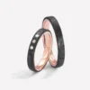 Alianzas de boda de carbono y oro rosado con diamantes