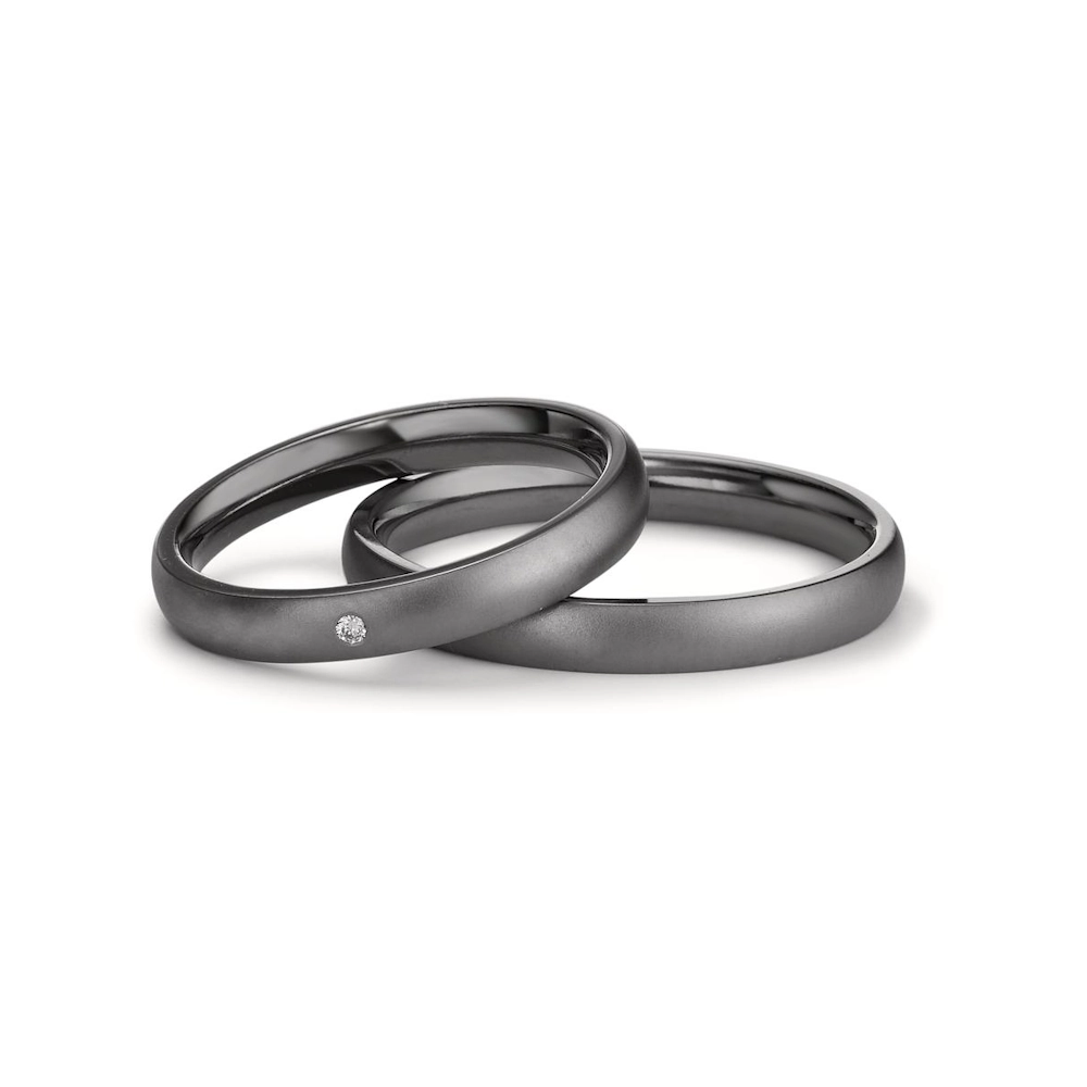 Alianzas de boda de tántalo con diamante